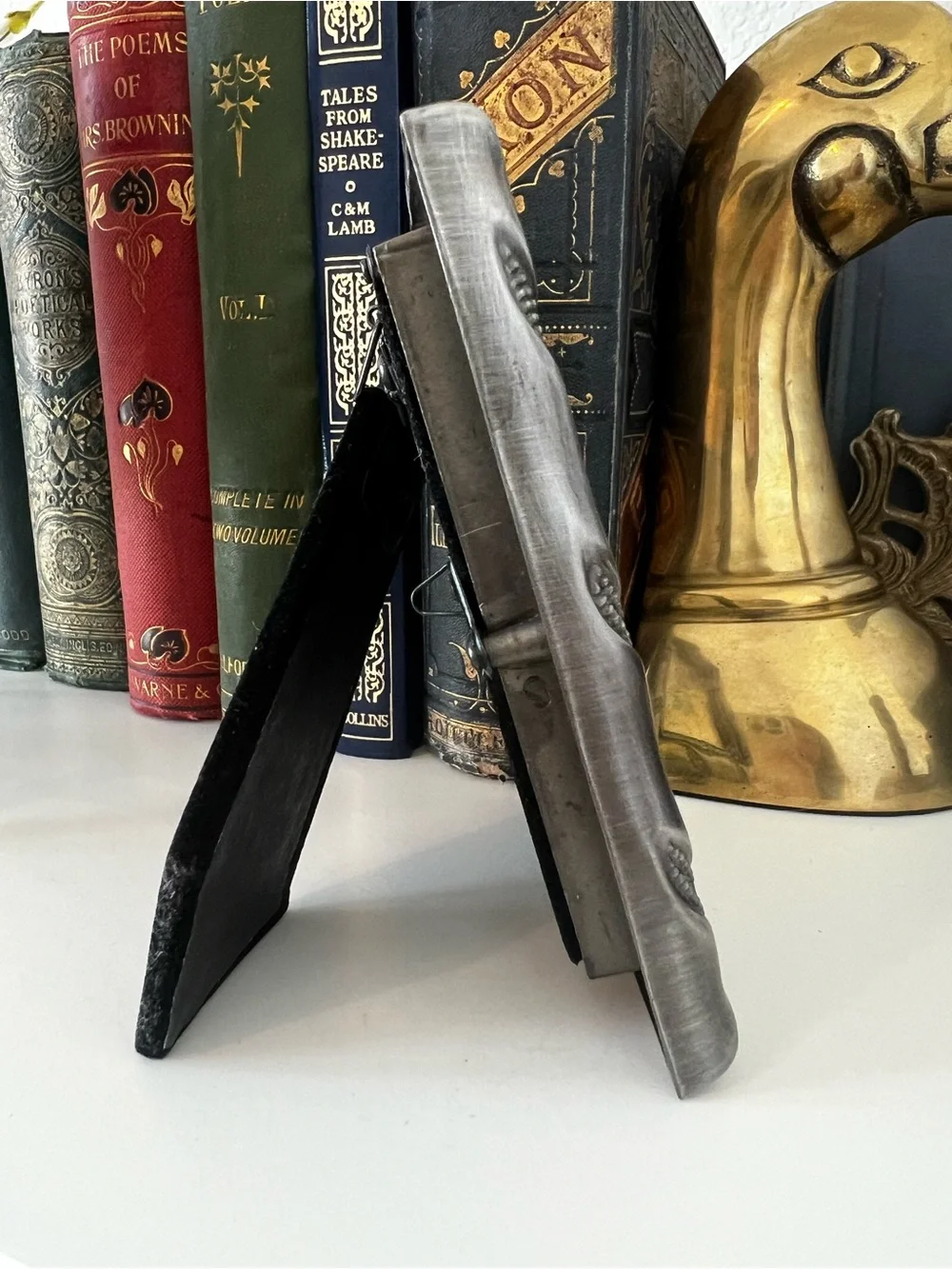 Vintage Pewter Tone Picture Frame with Botanical Image